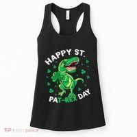 Happy St PaT Rex Dinosaur Saint Patrick's Day For Funny Women's Tank Top thumb 0