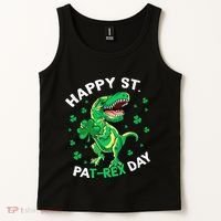 Happy St PaT Rex Dinosaur Saint Patrick's Day For Funny Tank Top thumb 2