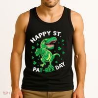 Happy St PaT Rex Dinosaur Saint Patrick's Day For Funny Tank Top thumb 3