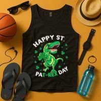 Happy St PaT Rex Dinosaur Saint Patrick's Day For Funny Tank Top thumb 4