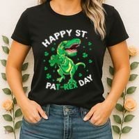 Happy St PaT Rex Dinosaur Saint Patrick's Day For Funny Women's T-Shirt thumb 2