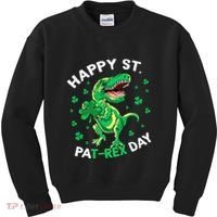Happy St PaT Rex Dinosaur Saint Patrick's Day For Funny Kids Sweatshirt thumb 0