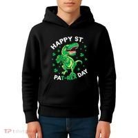 Happy St PaT Rex Dinosaur Saint Patrick's Day For Funny Kids Hoodie thumb 4