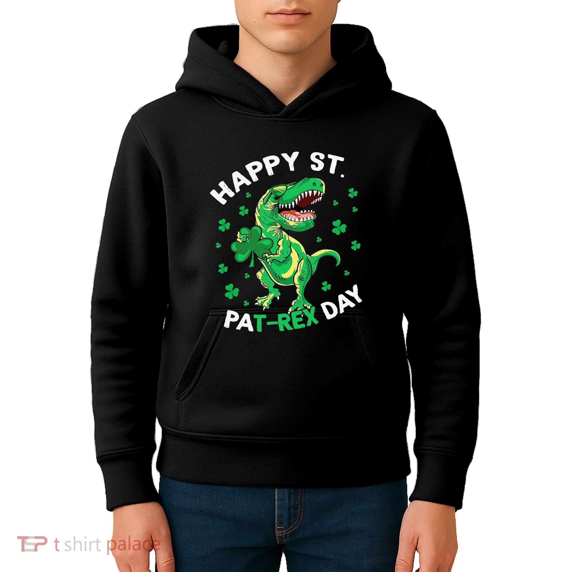 Happy St PaT Rex Dinosaur Saint Patrick's Day For Funny Kids Hoodie