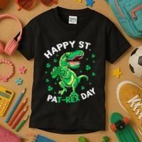 Happy St PaT Rex Dinosaur Saint Patrick's Day For Funny Kids T-Shirt thumb 3