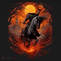 Halloween Scary Pumpkin Headless Horseman AI Coaster thumb 2