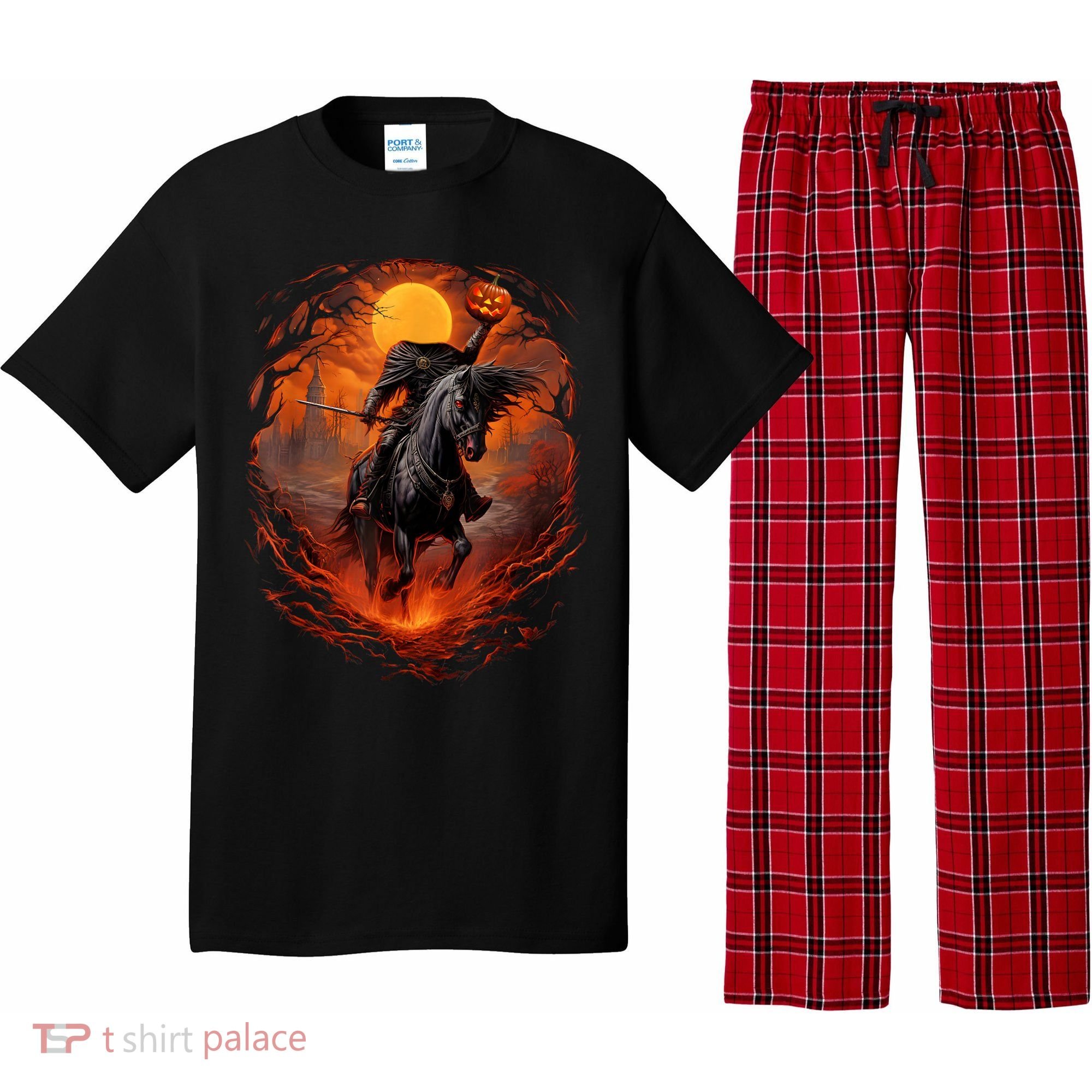 Halloween Scary Pumpkin Headless Horseman AI Pajama Set