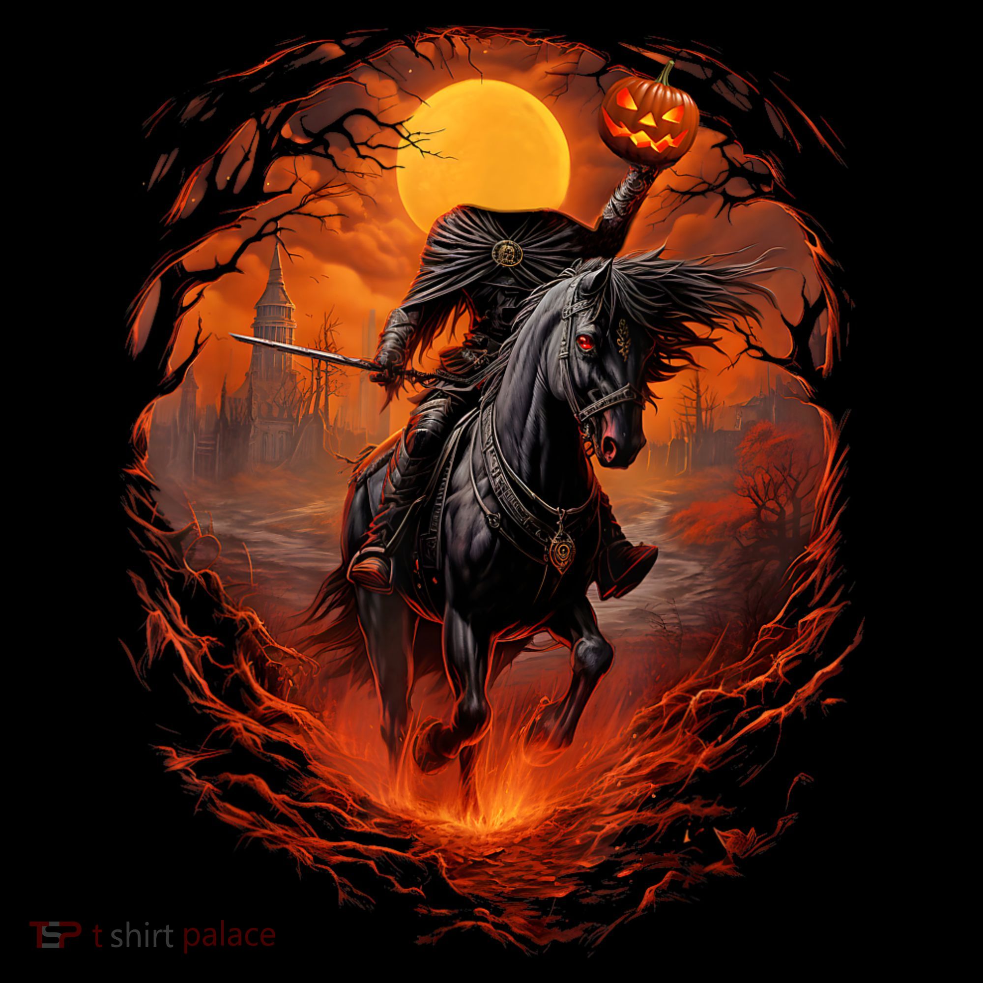 Halloween Scary Pumpkin Headless Horseman AI Mousepad