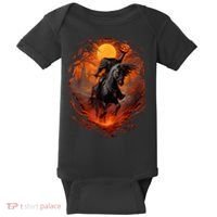 Halloween Scary Pumpkin Headless Horseman AI Baby Bodysuit thumb 0