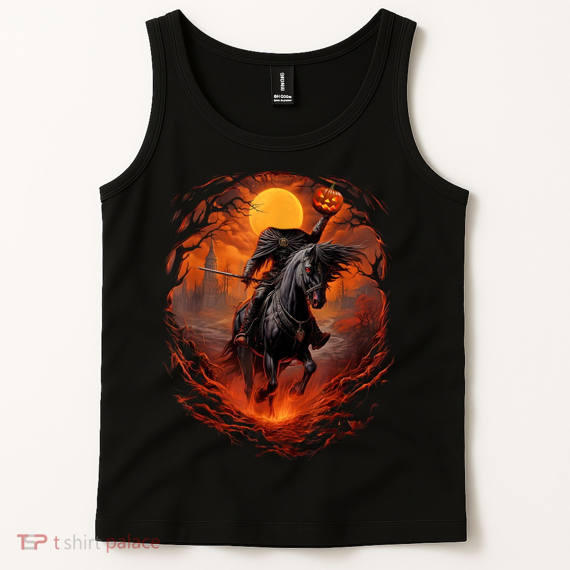 Halloween Scary Pumpkin Headless Horseman AI Tank Top