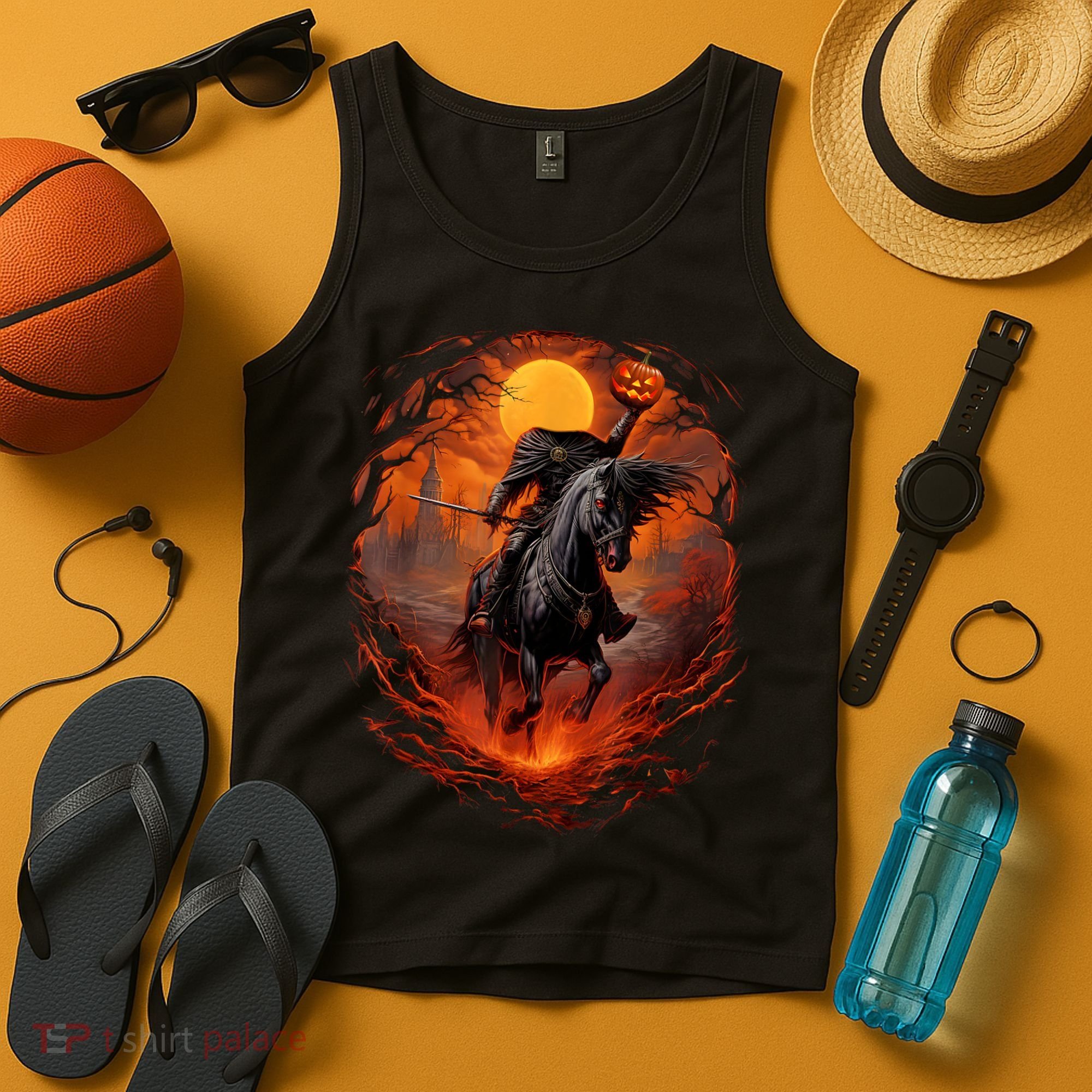 Halloween Scary Pumpkin Headless Horseman AI Tank Top