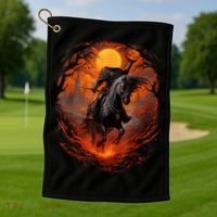 Halloween Scary Pumpkin Headless Horseman AI Golf Towel thumb 1