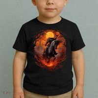 Halloween Scary Pumpkin Headless Horseman AI Toddler T-Shirt thumb 2