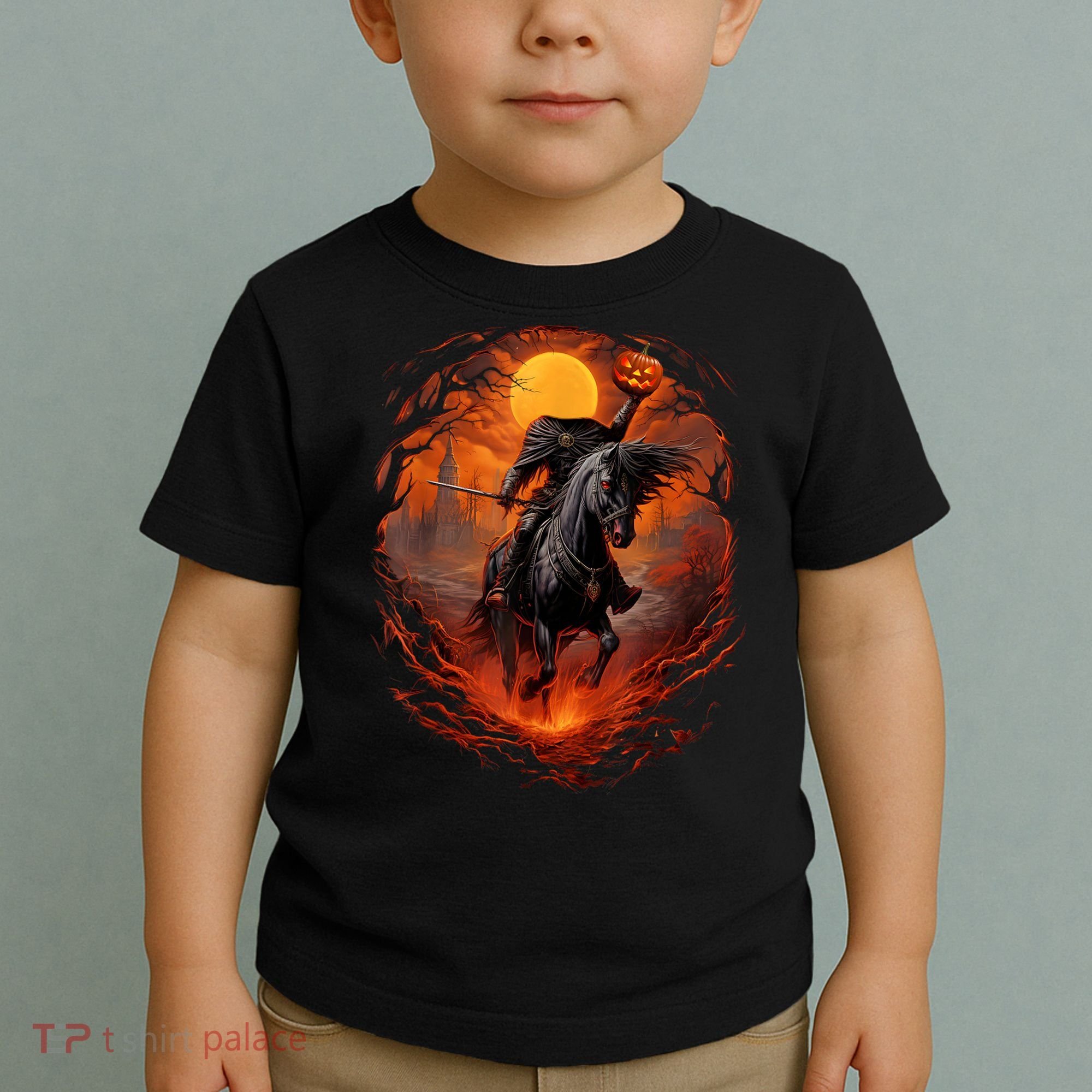 Halloween Scary Pumpkin Headless Horseman AI Toddler T-Shirt