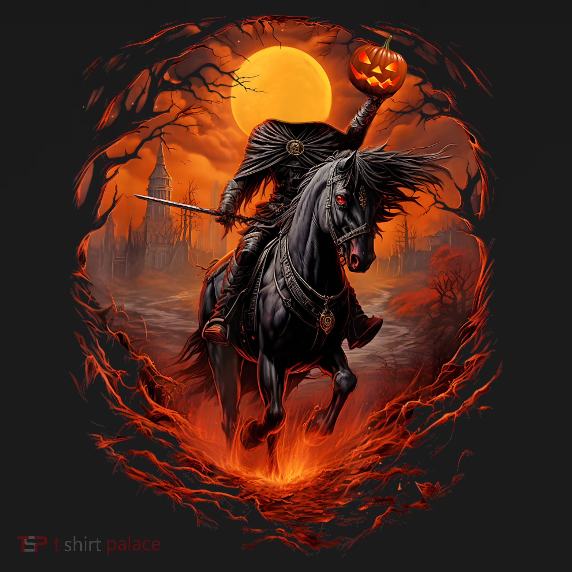 Halloween Scary Pumpkin Headless Horseman AI Visor
