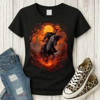 Halloween Scary Pumpkin Headless Horseman AI Women's T-Shirt thumb 3