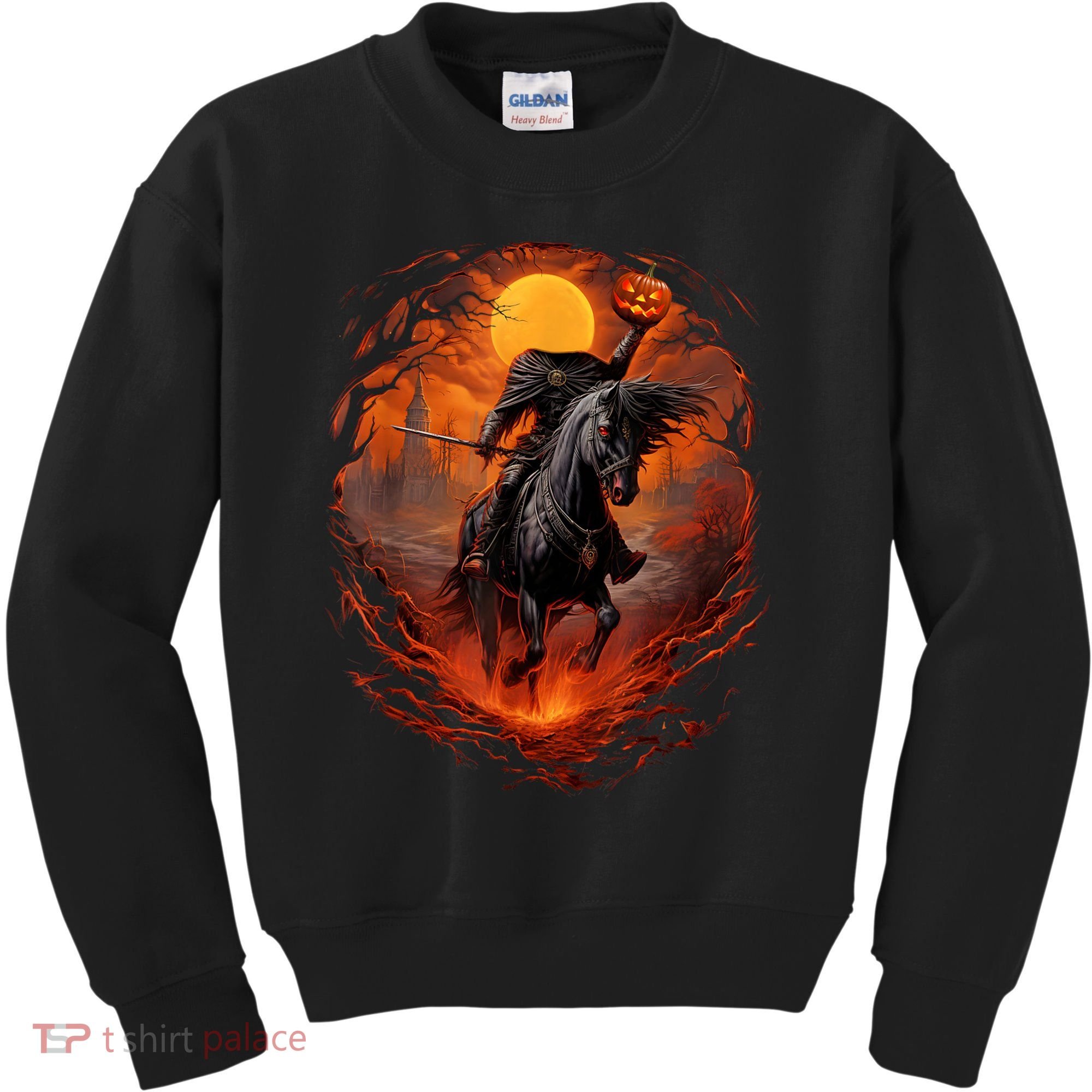 Halloween Scary Pumpkin Headless Horseman AI Kids Sweatshirt