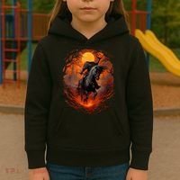 Halloween Scary Pumpkin Headless Horseman AI Kids Hoodie thumb 3