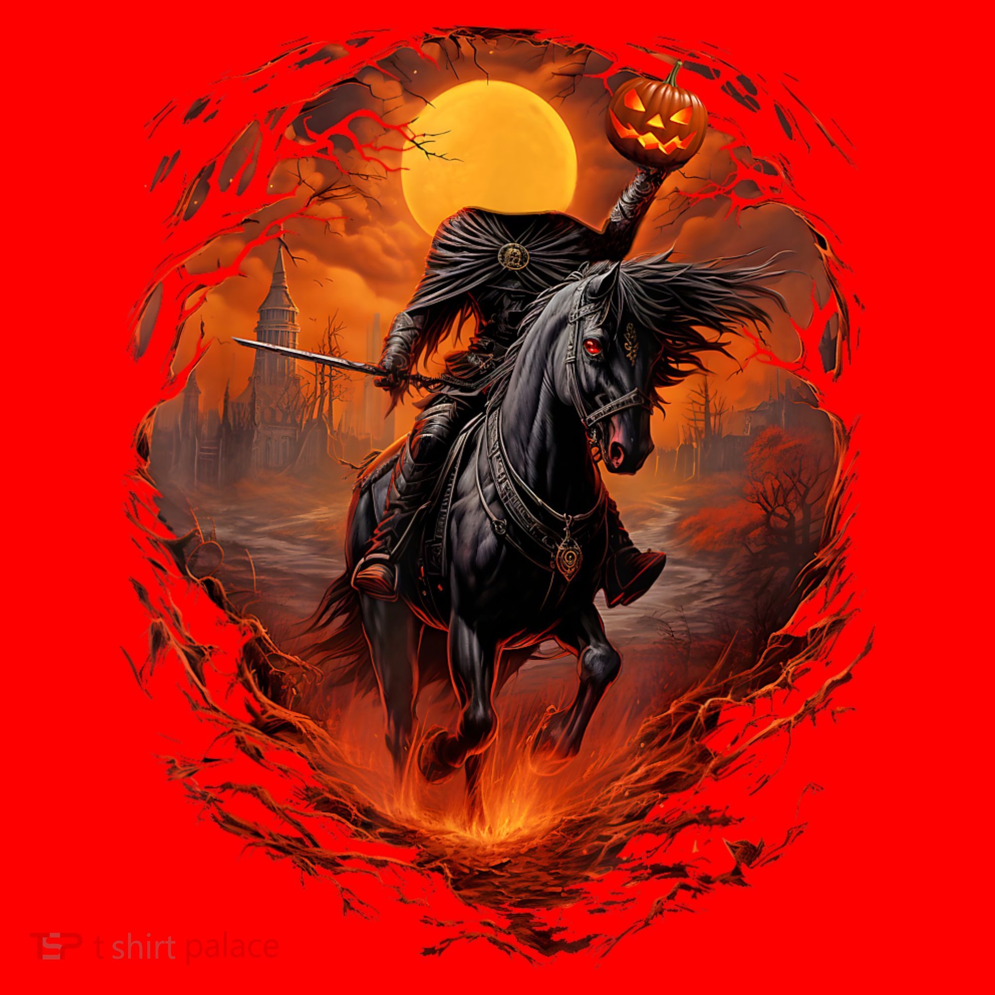 Halloween Scary Pumpkin Headless Horseman AI Santa Hat