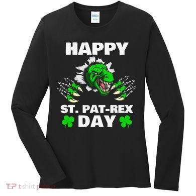 Happy St Pat Rex Dinosaur Saint Patrick's Day For Funnys Women's Long Sleeve Shirt