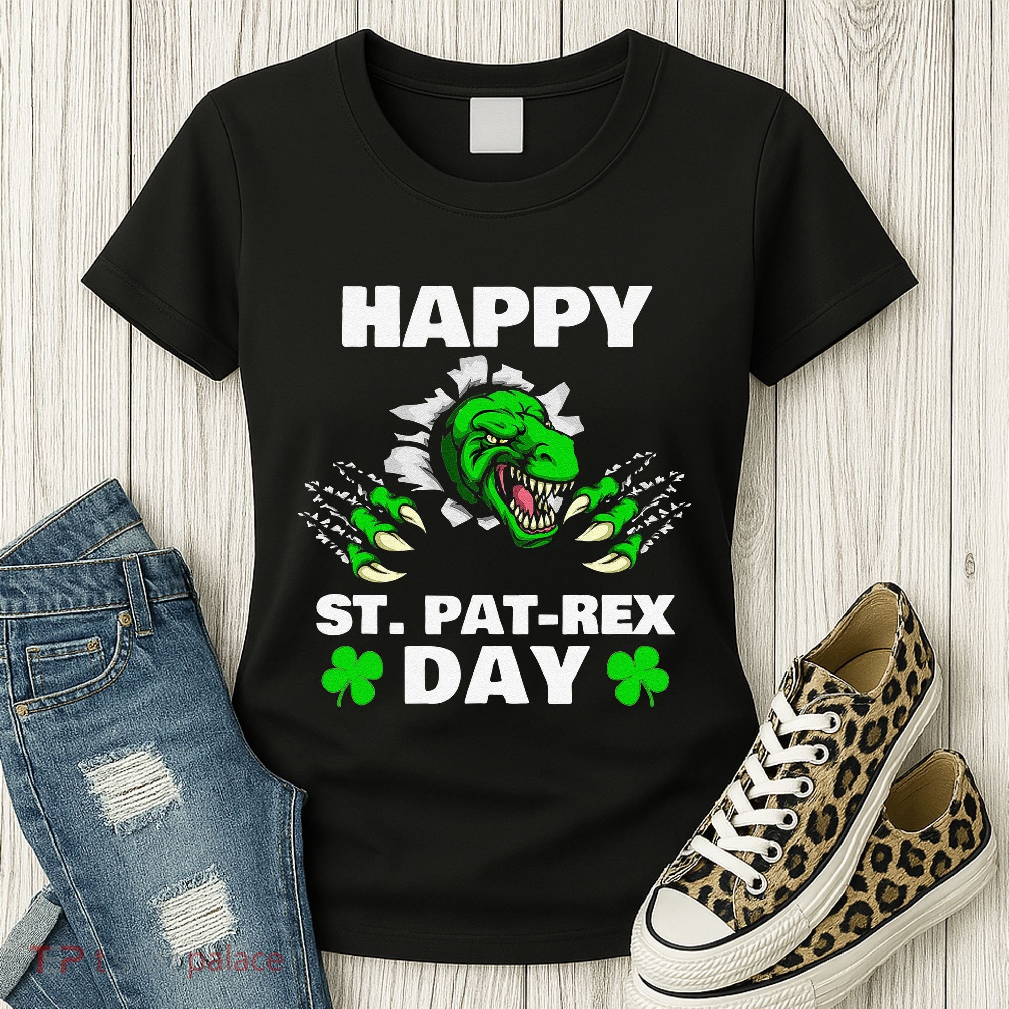 Happy St Pat Rex Dinosaur Saint Patrick's Day For Funnys Women's T-Shirt