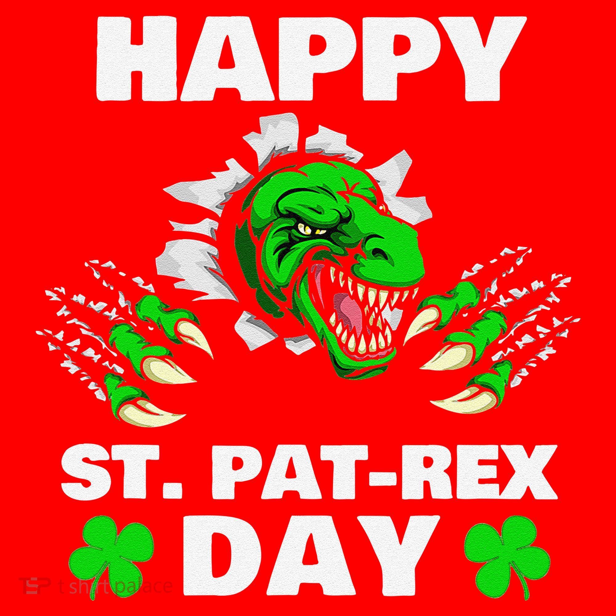 Happy St Pat Rex Dinosaur Saint Patrick's Day For Funnys Santa Hat