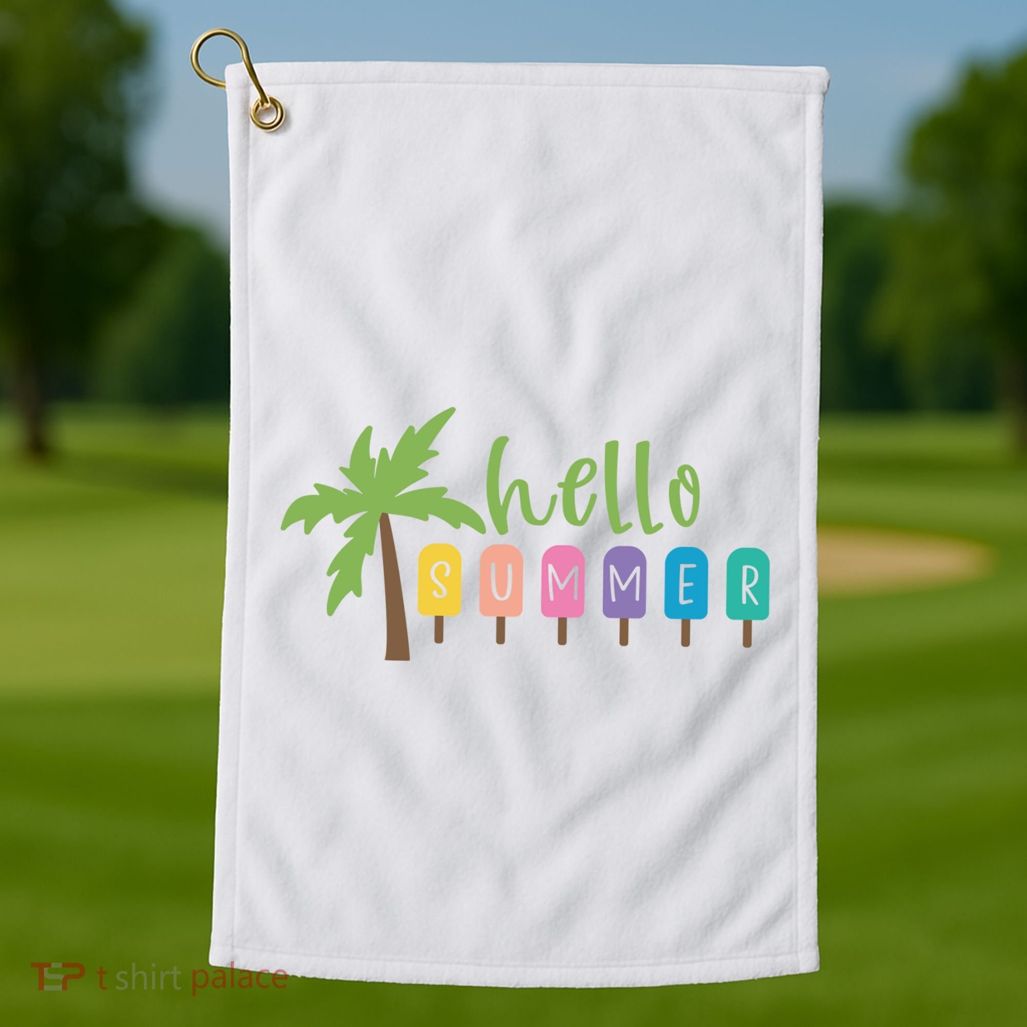 Hello Summer Popsicles Tropical Golf Towel