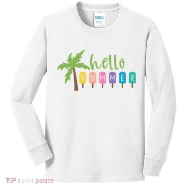 Hello Summer Popsicles Tropical Kids Long Sleeve Shirt