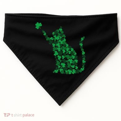 Happy Saint Patrick's Day Shamrock Cat USA-Made Doggie Bandana
