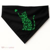 Happy Saint Patrick's Day Shamrock Cat USA-Made Doggie Bandana thumb 0