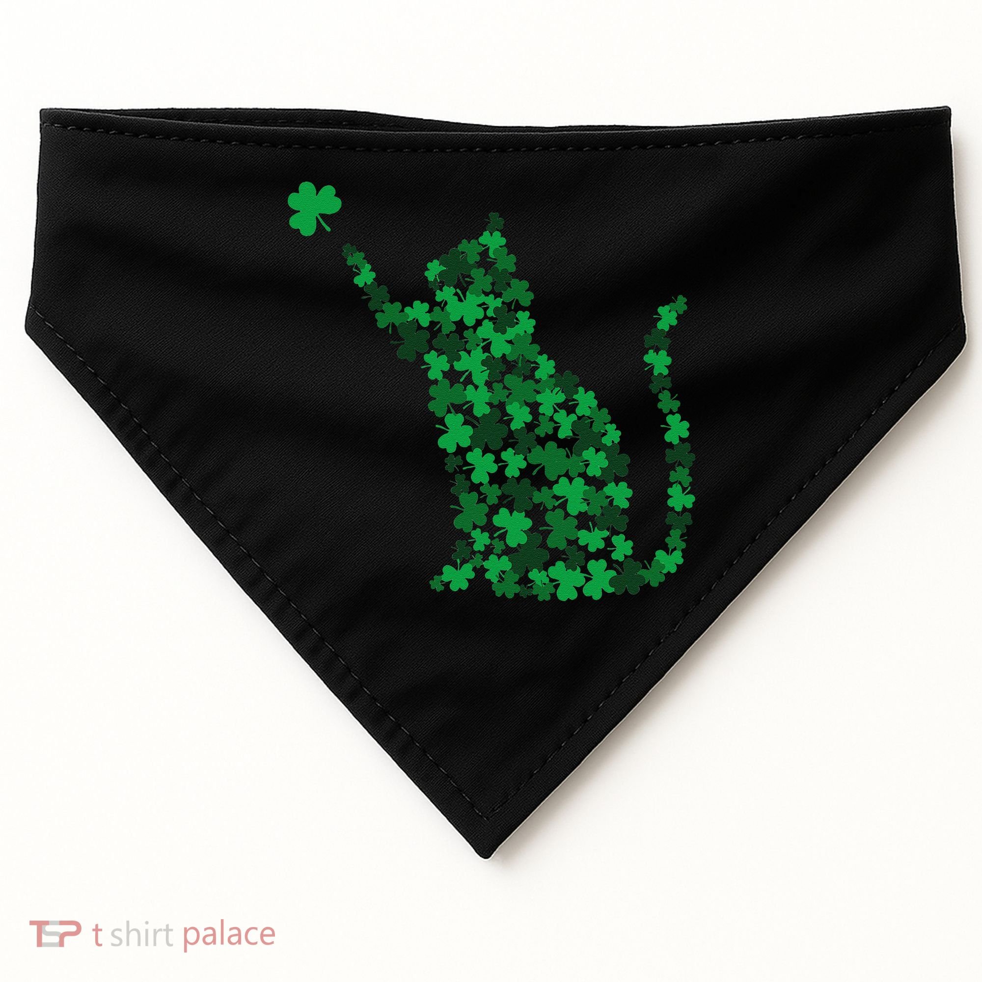 Happy Saint Patrick's Day Shamrock Cat USA-Made Doggie Bandana
