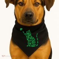 Happy Saint Patrick's Day Shamrock Cat USA-Made Doggie Bandana thumb 1