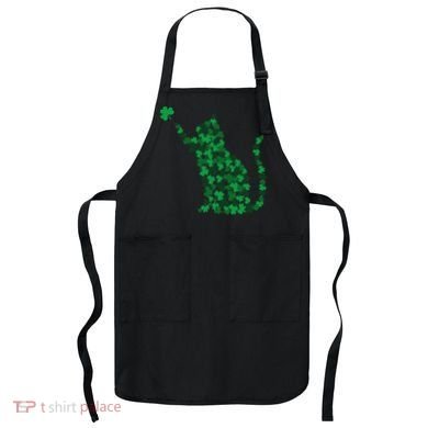 Happy Saint Patrick's Day Shamrock Cat Apron