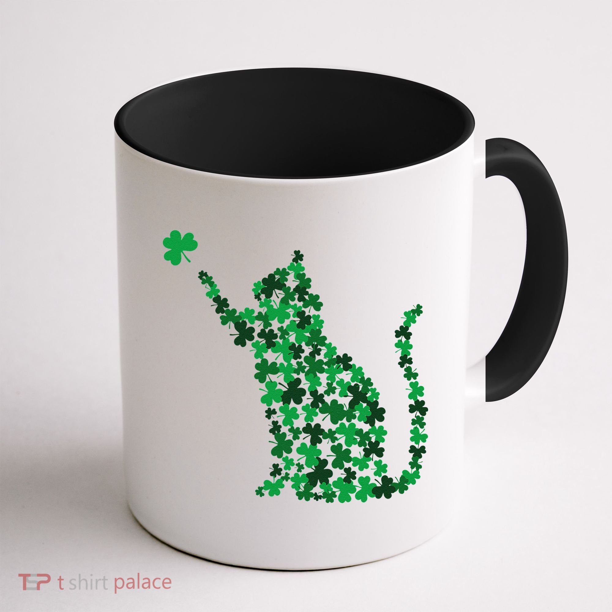 Happy Saint Patrick's Day Shamrock Cat Coffee Mug