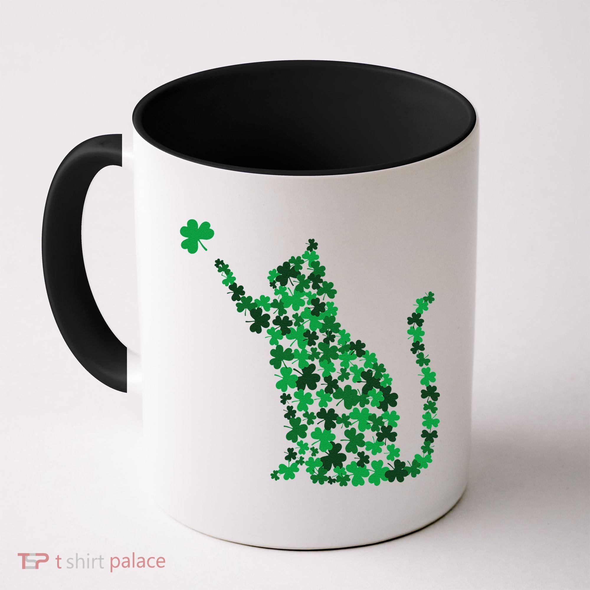 Happy Saint Patrick's Day Shamrock Cat Coffee Mug