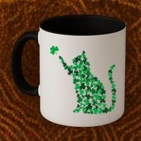Happy Saint Patrick's Day Shamrock Cat Coffee Mug thumb 2