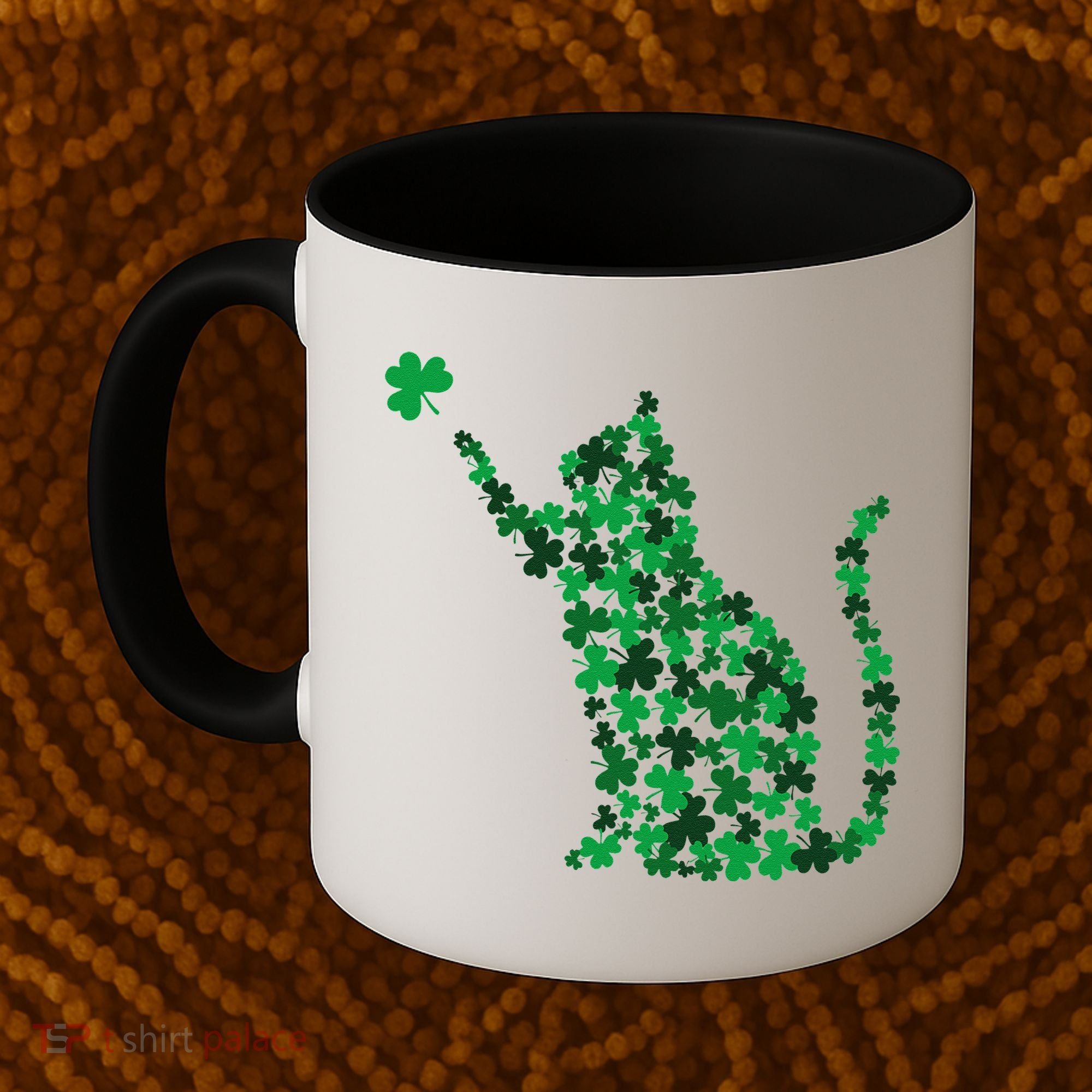 Happy Saint Patrick's Day Shamrock Cat Coffee Mug