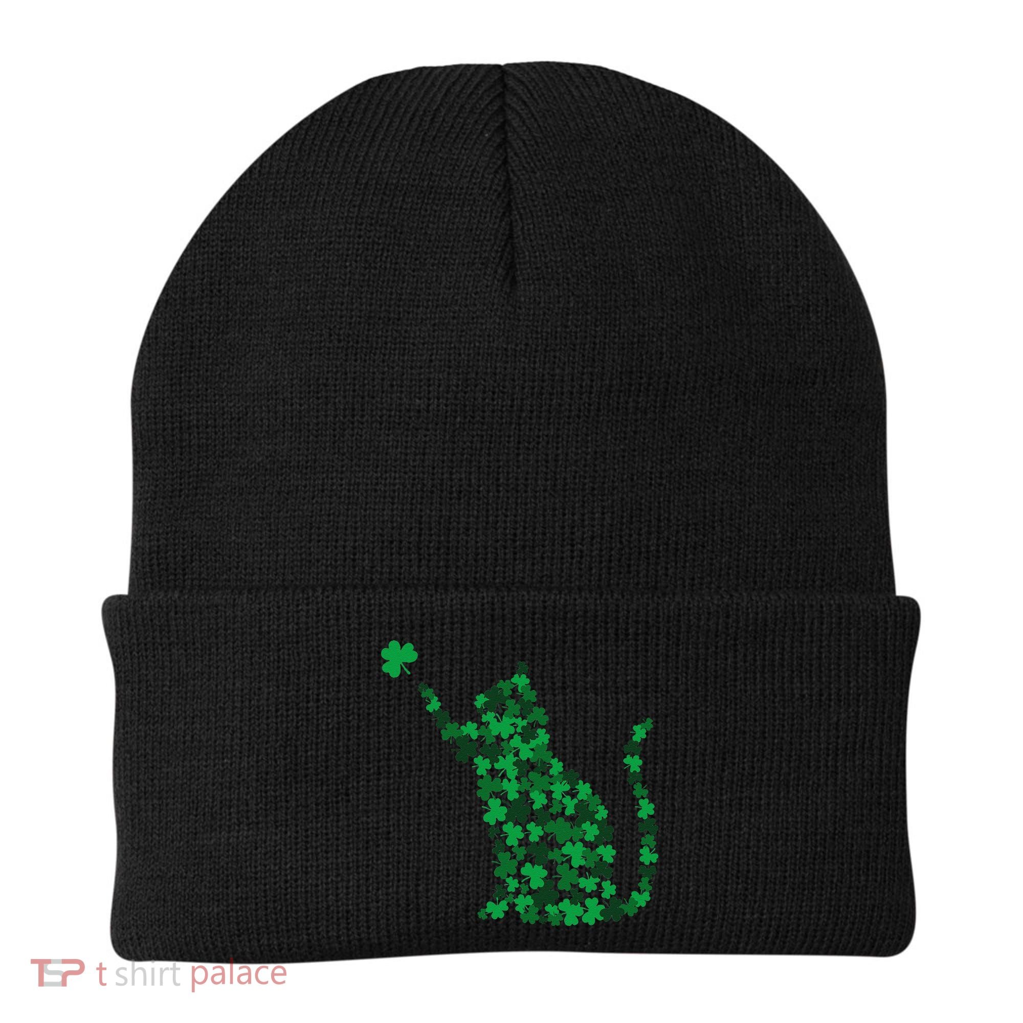 Happy Saint Patrick's Day Shamrock Cat Beanie