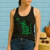 Happy Saint Patrick's Day Shamrock Cat Women's Tank Top thumb 2