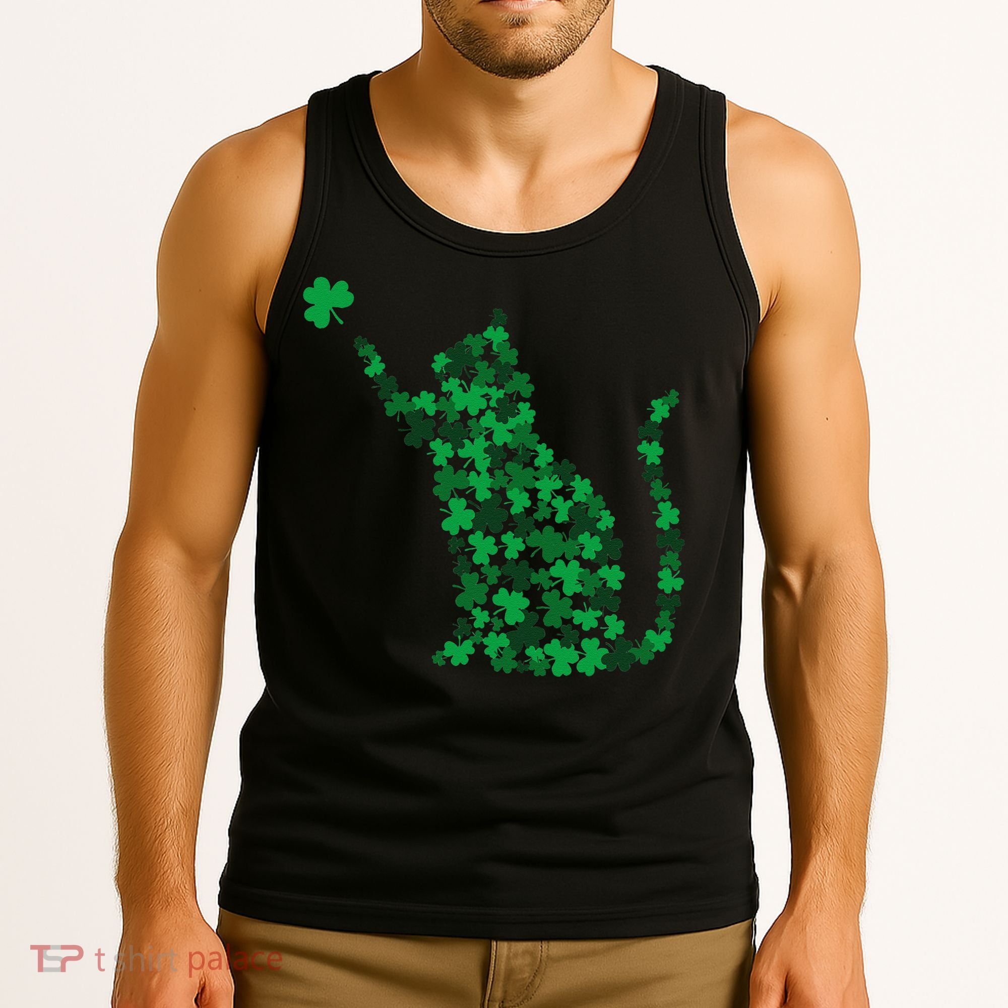 Happy Saint Patrick's Day Shamrock Cat Tank Top