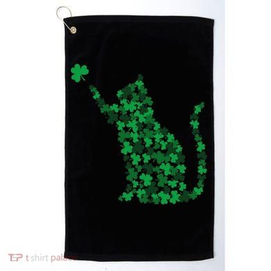 Happy Saint Patrick's Day Shamrock Cat Golf Towel