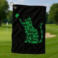 Happy Saint Patrick's Day Shamrock Cat Golf Towel thumb 1