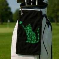 Happy Saint Patrick's Day Shamrock Cat Golf Towel thumb 2