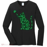 Happy Saint Patrick's Day Shamrock Cat Women's Long Sleeve Shirt thumb 0