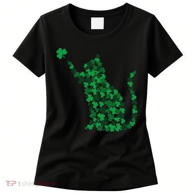 Happy Saint Patrick's Day Shamrock Cat Women's T-Shirt