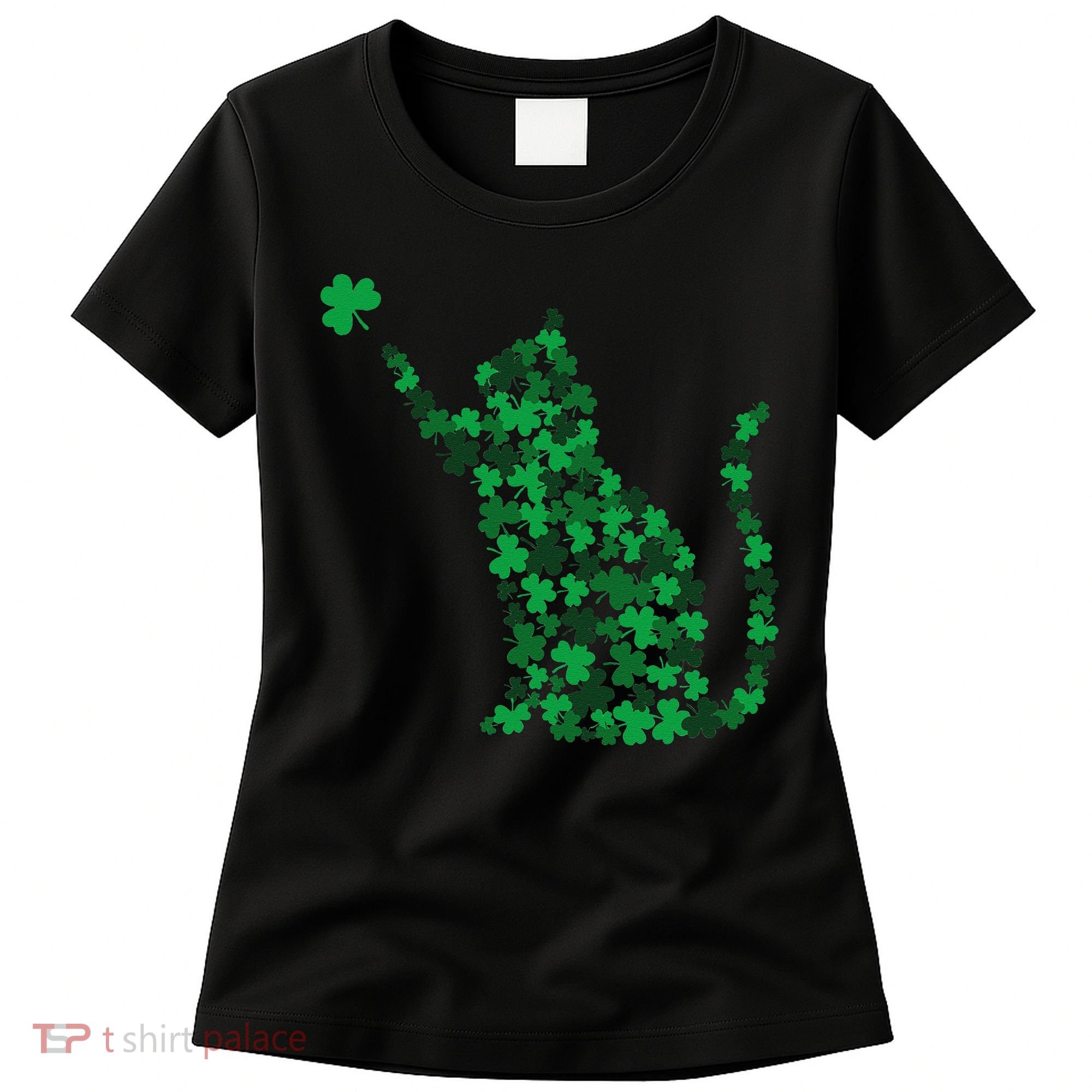Happy Saint Patrick's Day Shamrock Cat Women's T-Shirt