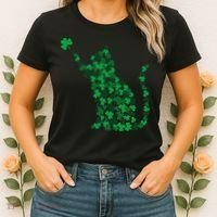 Happy Saint Patrick's Day Shamrock Cat Women's T-Shirt thumb 2