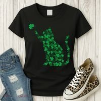 Happy Saint Patrick's Day Shamrock Cat Women's T-Shirt thumb 3