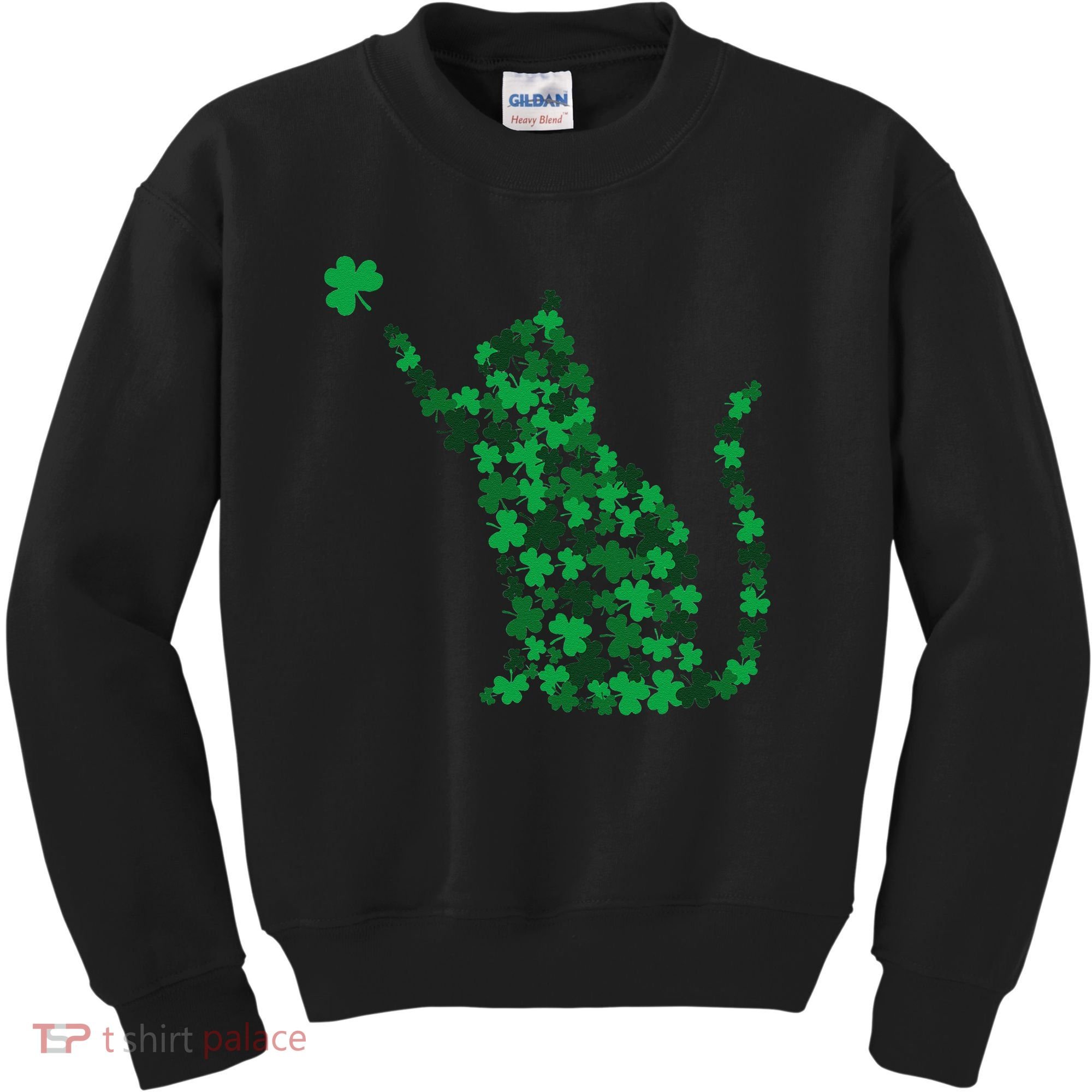 Happy Saint Patrick's Day Shamrock Cat Kids Sweatshirt