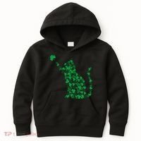 Happy Saint Patrick's Day Shamrock Cat Kids Hoodie thumb 0